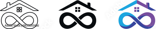Home infinity logo vector design symbol of real estate mortgage and property isolated on white background