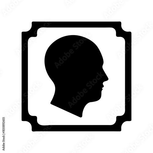 Head Icon Centered Inside Corner Scan Bracket Clean Identification Graphic Line Art Vector illustration