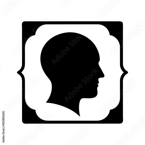 Head Icon Centered Inside Corner Scan Bracket Clean Face Detection Symbol Line Art Vector illustration