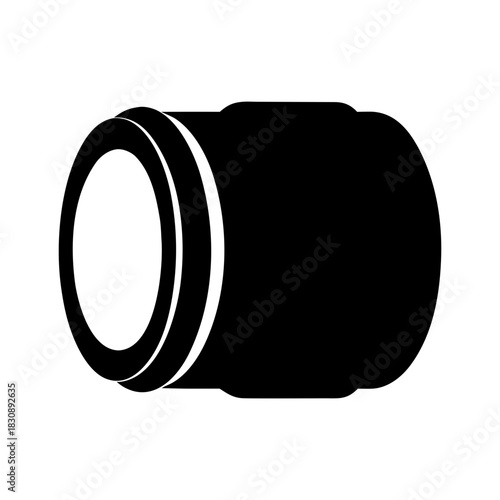 Minimal Black Camera Lens Icon Clean Optical Photography Equipment Line Art Vector illustration