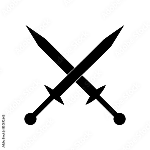 Minimal Crossed Swords Icon Clean Battle Weapon Symbol Isolated Graphic Line Art Vector illustration