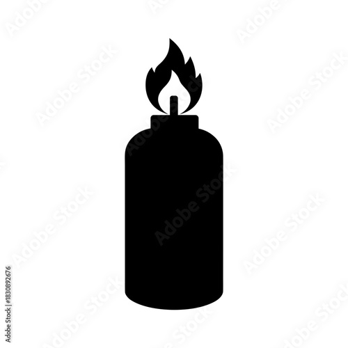Minimal Gas Cylinder With Flame Icon Clean Household Energy Flame Symbol Line Art Vector illustration