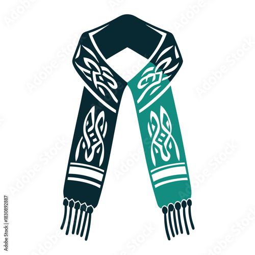 Celtic Knot Scarf Vector Illustration, Winter Accessory Vector Icon Set of Various Transportation Vehicles