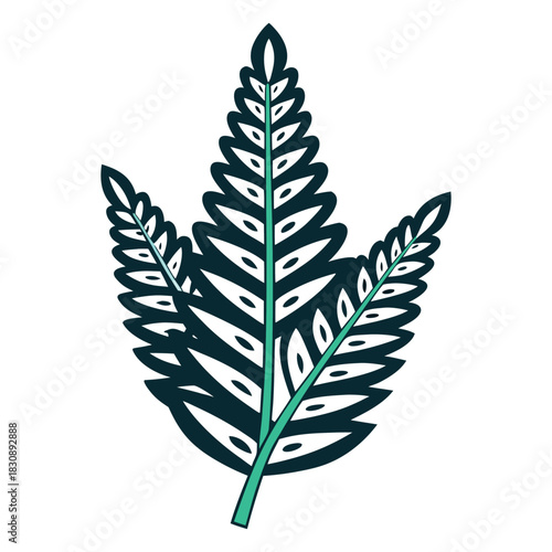 Stylized Fern Frond Illustration Vector Icon Set of Various Transportation Vehicles