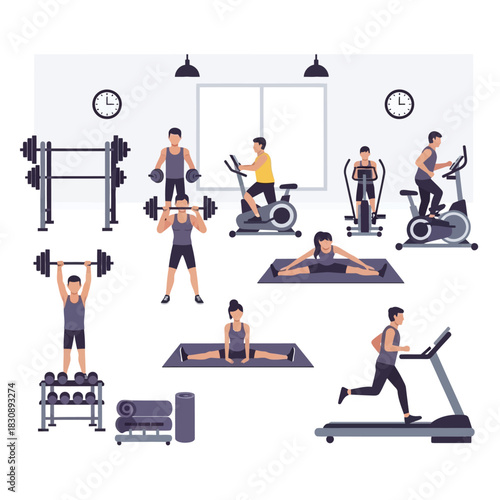 Diverse Gym Activities with Exercise Machines