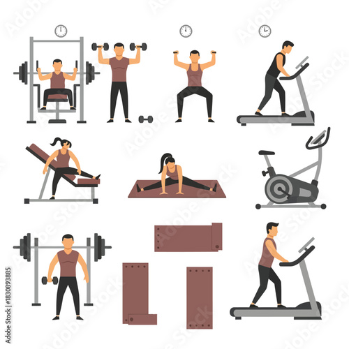 Fitness Enthusiasts Using Gym Equipment