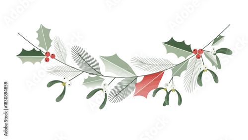 Elegant Holiday Table Setting with Evergreen Garland and Candles, Ideal for Festive Gatherings and Seasonal Celebrations Showcase