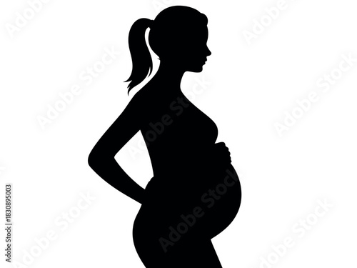 A silhouette of a pregnant woman cradling her baby bump, symbolizing hope and the anticipation of new life.