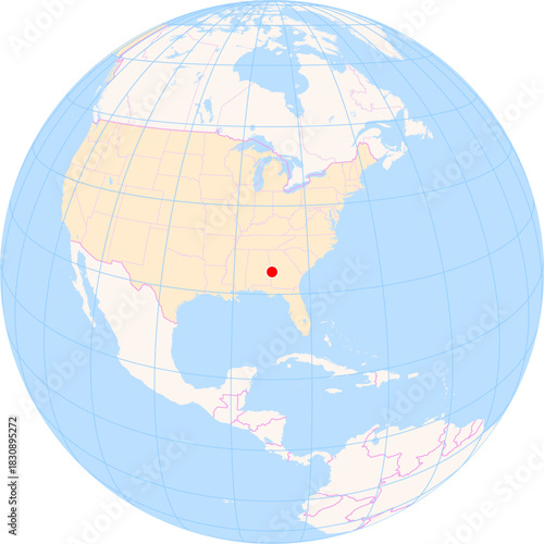 Location Map of Columbus Airport (Columbus, Georgia, United States). IATA-code: CSG. No labels at all.