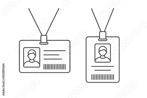 Employee identification cards and access badges hanging on lanyards for security