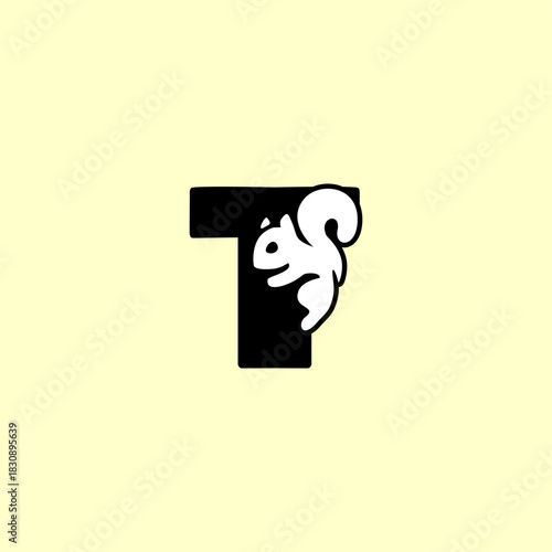 A playful squirrel letter logo featuring a forest animal merged with an alphabet shape, designed with clean lines, modern style, and strong branding appeal for versatile creative use.