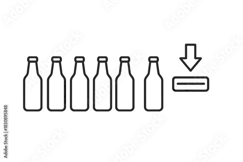 Recycling deposit system featuring multiple empty beverage bottles and a drop-off slot