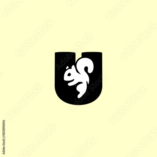 A playful squirrel letter logo featuring a forest animal merged with an alphabet shape, designed with clean lines, modern style, and strong branding appeal for versatile creative use.