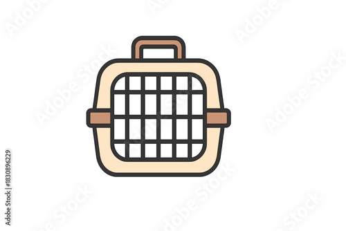 Portable plastic pet carrier or travel crate used for transporting small animals like cats and dogs