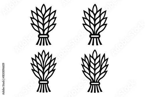 Four stylized tied wheat sheaves representing agriculture and harvest season