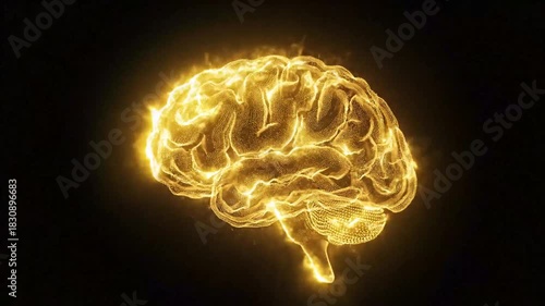 Golden intelligence a shimmering cerebral display