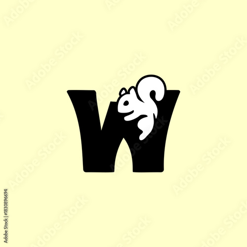 A playful squirrel letter logo featuring a forest animal merged with an alphabet shape, designed with clean lines, modern style, and strong branding appeal for versatile creative use.