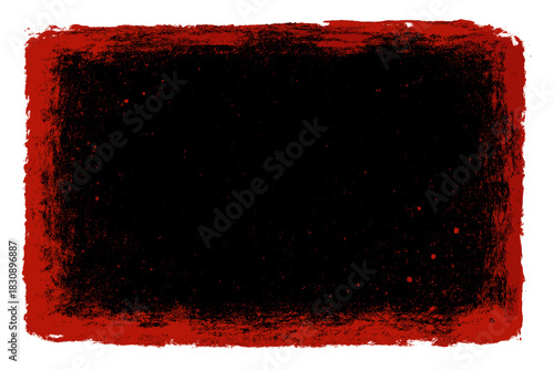 Grungy distressed red border frame surrounding dark black center background