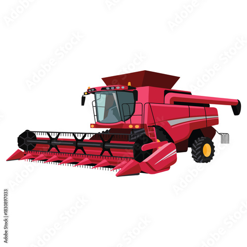 combine harvester in action
