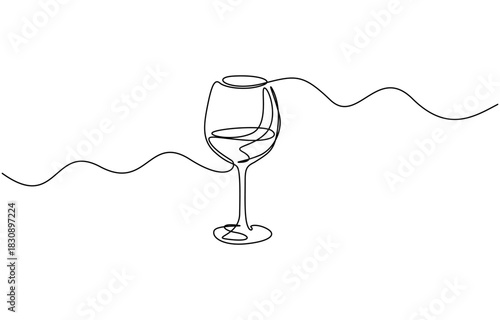 Drink Concept Continuous One Line Illustration. Modern Trendy Isolated on Transparent Background