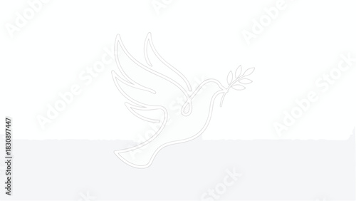 Dove of peace flying with olive branch symbol of hope.