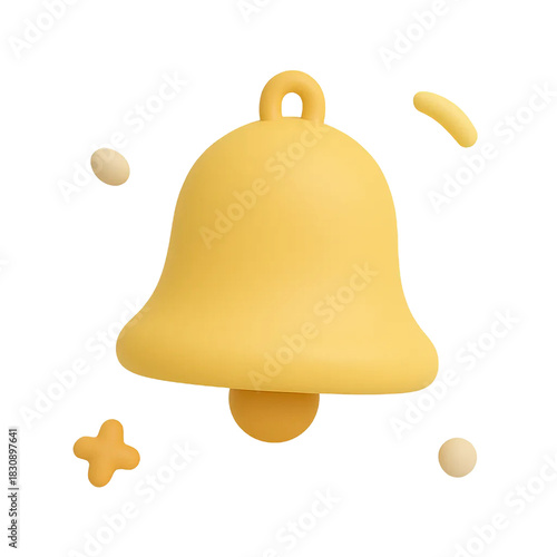Matte 3D Notification Bell Icon — Alert Interface Illustration