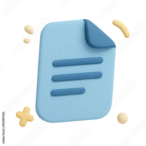 Matte 3D Document Icon — File Management Illustration
