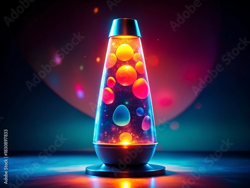 Vibrant lava lamp glowing in dark