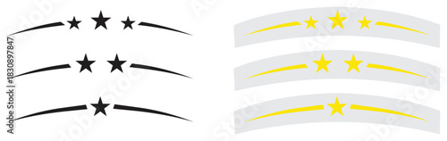 Elegant Three Star Curved Vintage Badges.