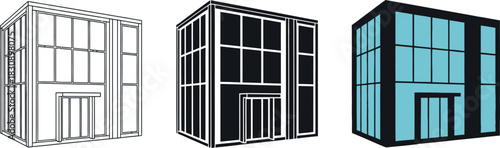 Modern office building vector illustration in outline silhouette and color ideal for architectural visualization and urban planning