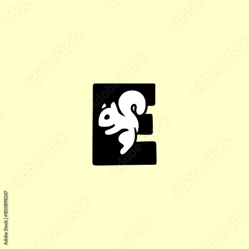 A playful squirrel letter logo featuring a forest animal merged with an alphabet shape, designed with clean lines, modern style, and strong branding appeal for versatile creative use.