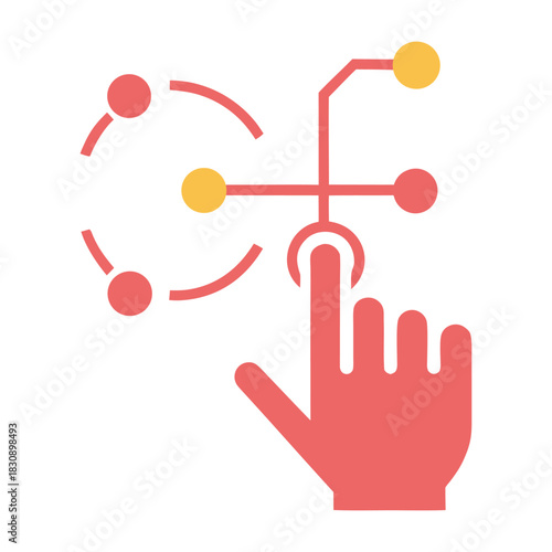 Hand Pressing Minimalist Touchscreen Vector Icon
