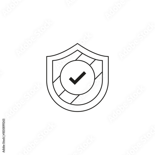 Shield icon. Shield with check mark symbol isolated on white background,