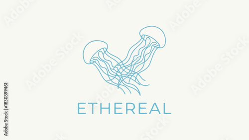 Ethereal Jellyfish Duo A Delicate Underwater Illustration.