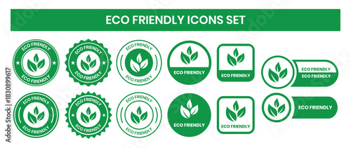 Set of eco friendly icons. Ecologic food stamps. Organic natural food labels. eco friendly logo, label, sign, badge, symbol, banner, line, flat vector, isolated illustration.