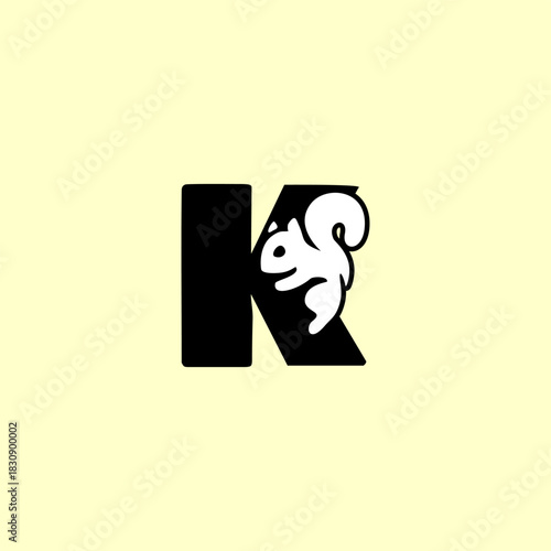 A playful squirrel letter logo featuring a forest animal merged with an alphabet shape, designed with clean lines, modern style, and strong branding appeal for versatile creative use.