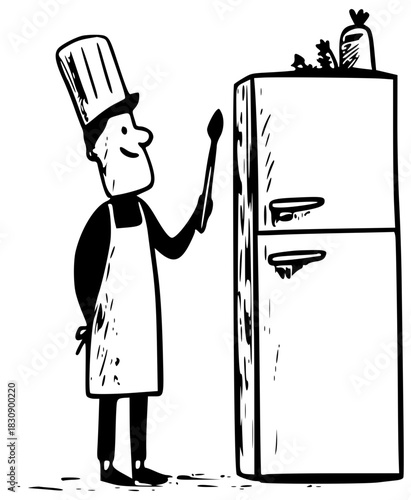 Chef and fridge doodle