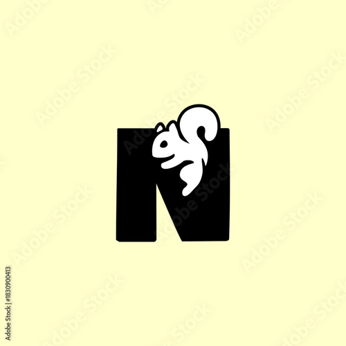 A playful squirrel letter logo featuring a forest animal merged with an alphabet shape, designed with clean lines, modern style, and strong branding appeal for versatile creative use.