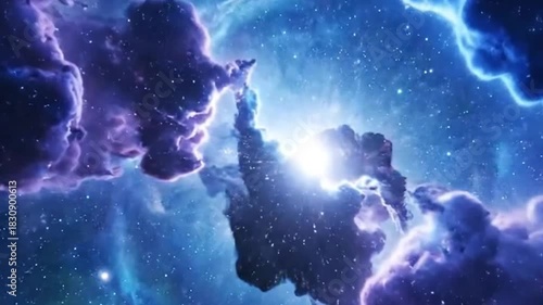 Luminous cosmic clouds amidst starry expanse