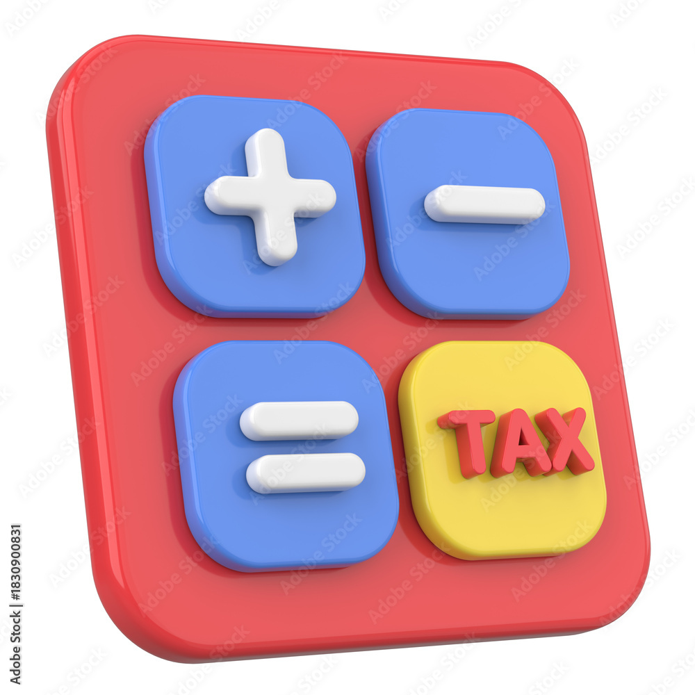 Obraz premium 3D Tax Icon Illustration with Calculator and Finance Elements.