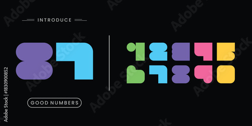 Custom vector creative color geometry shapes' numerals. font alphabet vector illustrations.