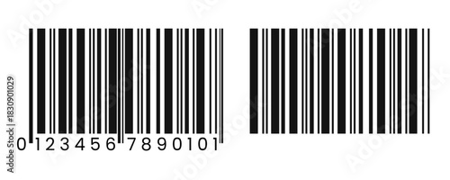 Two universal product code barcodes with numerical sequence on a white background