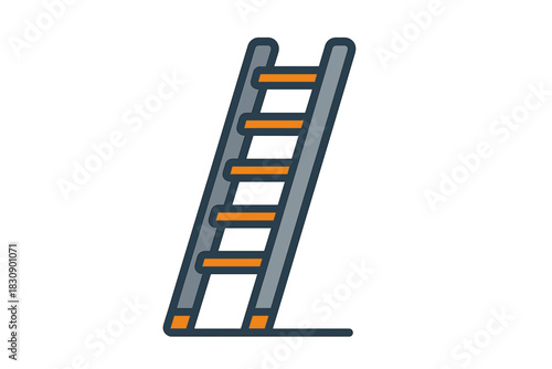 Simple tall construction ladder leaning against a surface for climbing and reaching heights