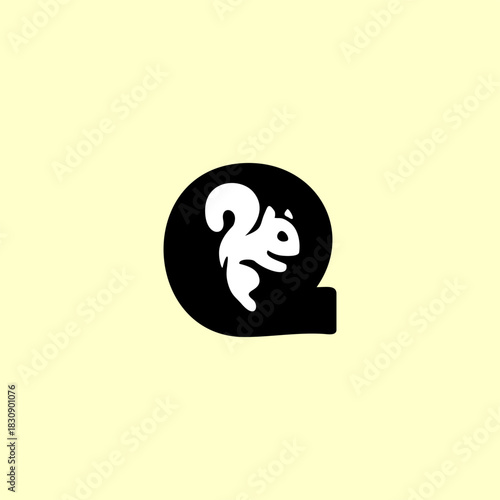 A playful squirrel letter logo featuring a forest animal merged with an alphabet shape, designed with clean lines, modern style, and strong branding appeal for versatile creative use.