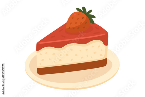 Delicious slice of layered strawberry cheesecake dessert on a small serving plate