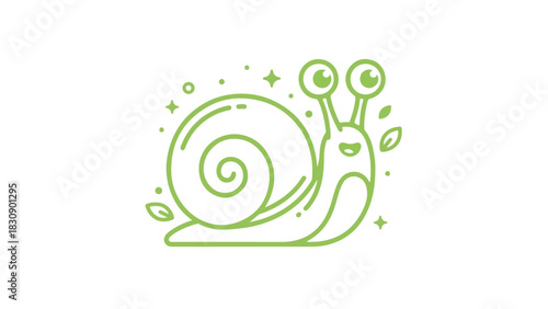 Green Snail Illustration A Charming and Playful Cartoon Design.