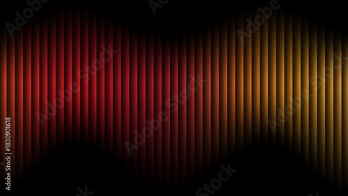 Abstract vertical stripes of red and gold light with dark shadows