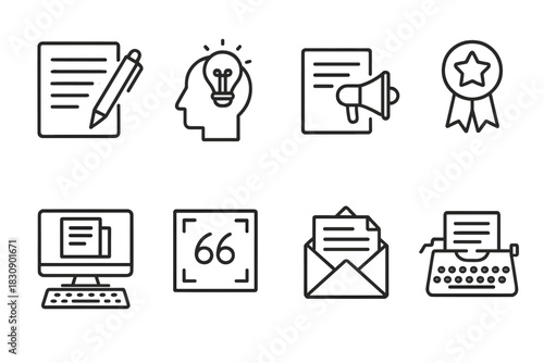 Set of essential symbols for digital content creation and business communication