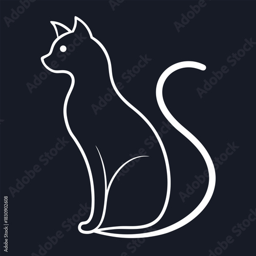 Elegant minimalist line art silhouette of a cat in a sophisticated design