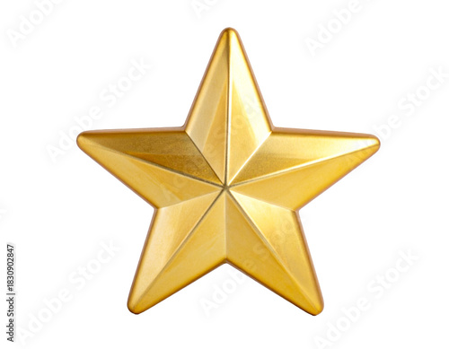 Golden star isolated on a transparent background.